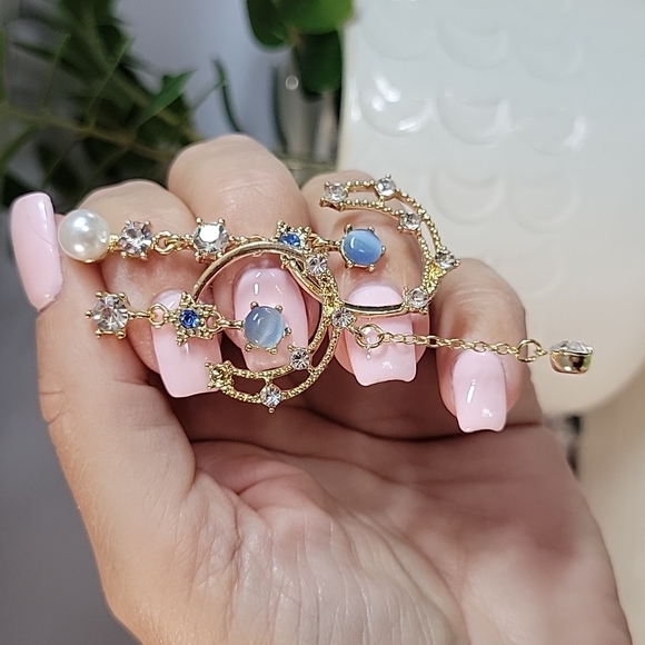 Celestial Embellished Drop Earrings, S925 - Picture 3 of 9